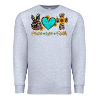Heather Grey peace love faith with cros and sunflower Premium Sweatshirt - Artiststas