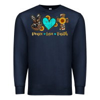 Navy peace love faith with cros and sunflower Premium Sweatshirt - Artiststas