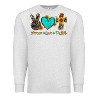 Oatmeal Heather peace love faith with cros and sunflower Premium Sweatshirt - Artiststas