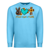 Ocean Blue peace love faith with cros and sunflower Premium Sweatshirt - Artiststas