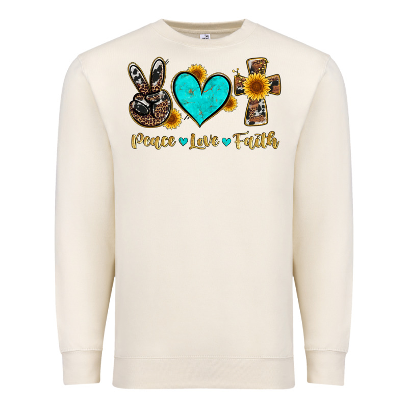 Peace Love Faith With Cros And Sunflower Premium Sweatshirt by Artiststas | Teevron
