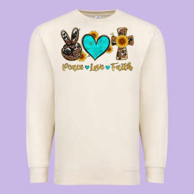 Peace Love Faith With Cros And Sunflower Premium Sweatshirt Designed By Artiststas