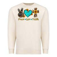Sandshell peace love faith with cros and sunflower Premium Sweatshirt - Artiststas