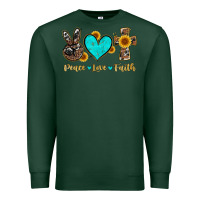 Sports Green peace love faith with cros and sunflower Premium Sweatshirt - Artiststas