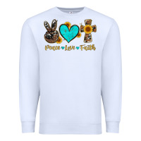 White peace love faith with cros and sunflower Premium Sweatshirt - Artiststas