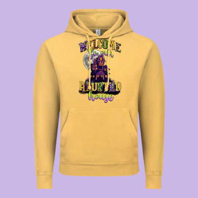 Welcome To Our Haunted House Vintage Hoodie Designed By Cowgirlartshop
