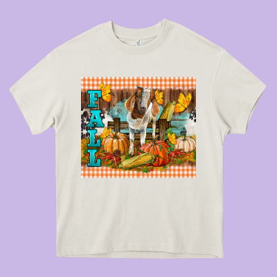 Fall With Baby Goat Heavy Core Tee Designed By Lillyallendesigns