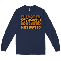 Navy Elevated melanated educated motivated Long Sleeve Tee - HowdyJamesFarm