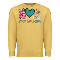 Antique Gold peace love easter with bunny and butterfly Premium Sweatshirt - Artiststas