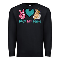 Black peace love easter with bunny and butterfly Premium Sweatshirt - Artiststas