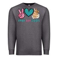 Charcoal Heather peace love easter with bunny and butterfly Premium Sweatshirt - Artiststas