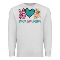 Dove Grey peace love easter with bunny and butterfly Premium Sweatshirt - Artiststas