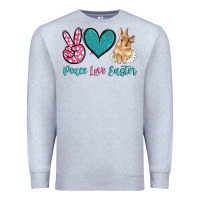 Heather Grey peace love easter with bunny and butterfly Premium Sweatshirt - Artiststas