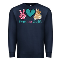 Navy peace love easter with bunny and butterfly Premium Sweatshirt - Artiststas