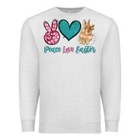 Oatmeal Heather peace love easter with bunny and butterfly Premium Sweatshirt - Artiststas