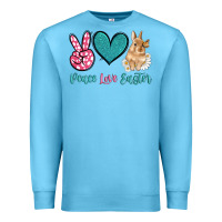Ocean Blue peace love easter with bunny and butterfly Premium Sweatshirt - Artiststas
