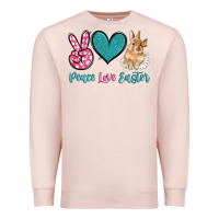 Pale Pink peace love easter with bunny and butterfly Premium Sweatshirt - Artiststas