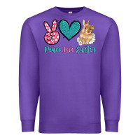 Purple peace love easter with bunny and butterfly Premium Sweatshirt - Artiststas