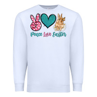 White peace love easter with bunny and butterfly Premium Sweatshirt - Artiststas
