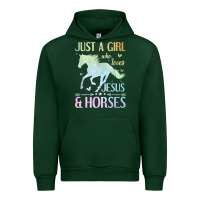 Forest Green Jesus And Horses, Horse Gifts For Girls, Women Urban Hoodie - minhPixels