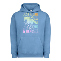 Pigment Pebble Blue Jesus And Horses, Horse Gifts For Girls, Women Urban Hoodie - minhPixels