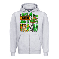 Heather Grey Eat drink and be Irish St. Patrick's Zipper Hoodie - LillyAllenDesigns