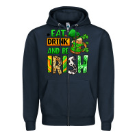 Navy Eat drink and be Irish St. Patrick's Zipper Hoodie - LillyAllenDesigns