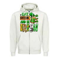Oatmeal Heather Eat drink and be Irish St. Patrick's Zipper Hoodie - LillyAllenDesigns