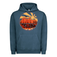 Pigment Midnight Navy Retro Vintage Sedona Arizona Hiking Sunset Dawn Gift Urban Hoodie - minhPixels