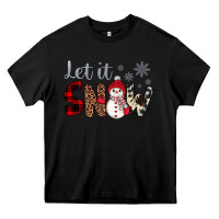 Black let it snow snowman Heavy Core Tee - JahusDesignShop