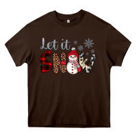 Chocolate Brown let it snow snowman Heavy Core Tee - JahusDesignShop
