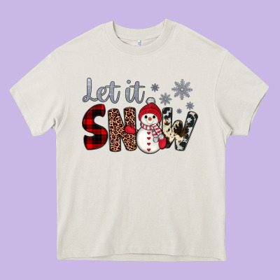 Let It Snow Snowman Heavy Core Tee Designed By Jahusdesignshop