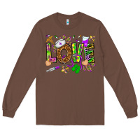 Chestnut Mardi Gras love Nurse Long Sleeve Tee - HowdyJamesFarm