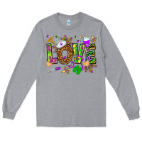 Heather Grey Mardi Gras love Nurse Long Sleeve Tee - HowdyJamesFarm