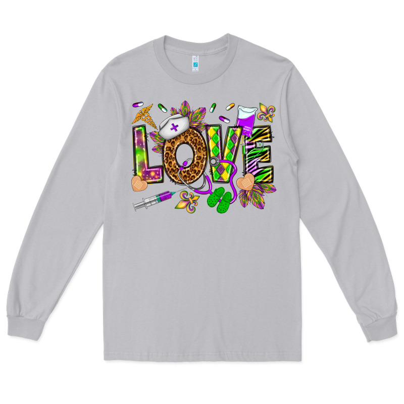 Mardi Gras Love Nurse Long Sleeve Tee by HowdyJamesFarm | Teevron