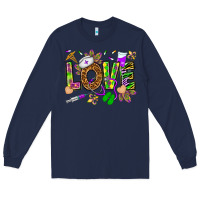 Navy Mardi Gras love Nurse Long Sleeve Tee - HowdyJamesFarm