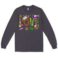 Smoke Mardi Gras love Nurse Long Sleeve Tee - HowdyJamesFarm