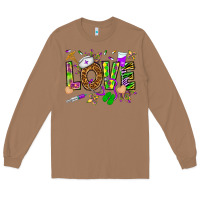 Toasted Coconut Mardi Gras love Nurse Long Sleeve Tee - HowdyJamesFarm