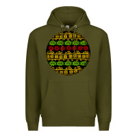 Army Green african masks round earrings Premium Hoodie - BundleAndBundleShop