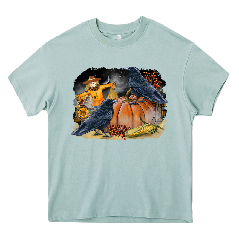 Fall Background With Crow Heavy Core Tee by LillyAllenDesigns | Teevron