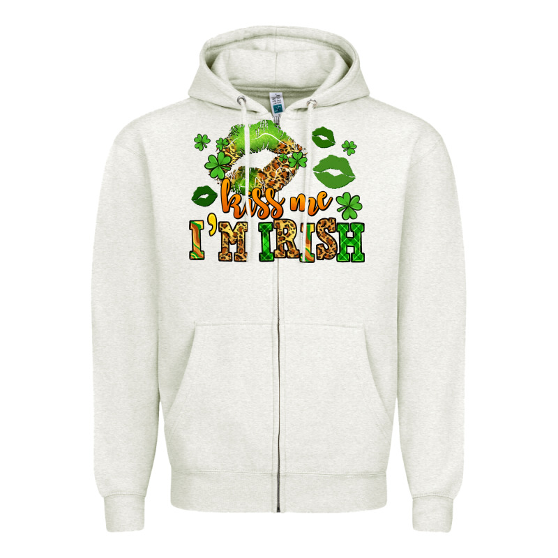 Kiss Me Im Irish St Patricks Lip Stain Zipper Hoodie by LillyAllenDesigns | Teevron