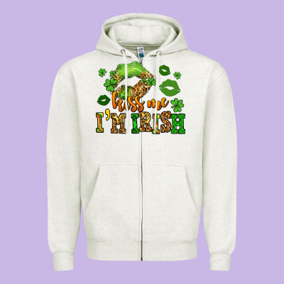 Kiss Me Im Irish St Patricks Lip Stain Zipper Hoodie Designed By Lillyallendesigns