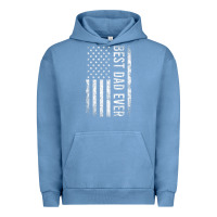 Pigment Pebble Blue Father's Day Best Dad Ever American Flag Urban Hoodie - minhPixels