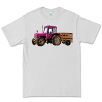 Dove Grey Pink Farm Tractor Premium Tee - RanaPortraitStore