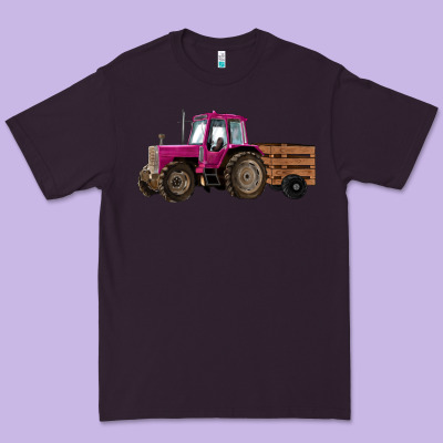 Pink Farm Tractor Premium Tee Designed By Ranaportraitstore