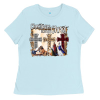 Baby Blue Christmas Begins With Christ Ladies Tee - Bettercallsaul