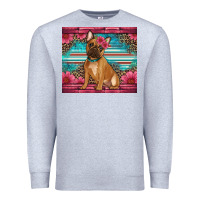 Heather Grey french bulldog floral Premium Sweatshirt - Artiststas