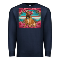 Navy french bulldog floral Premium Sweatshirt - Artiststas