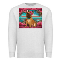 Oatmeal Heather french bulldog floral Premium Sweatshirt - Artiststas