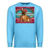 Ocean Blue french bulldog floral Premium Sweatshirt - Artiststas